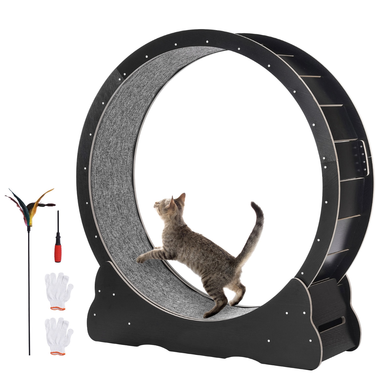 Cat Exercise Wheel 43.3" Large Cat Treadmill Wheel For Indoor Cats Black_voghion.com